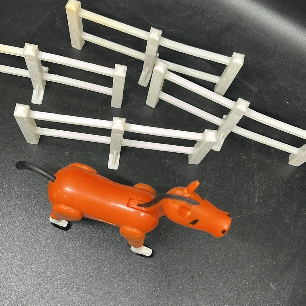 Vintage Fisher Price Orange Horse and White Fence